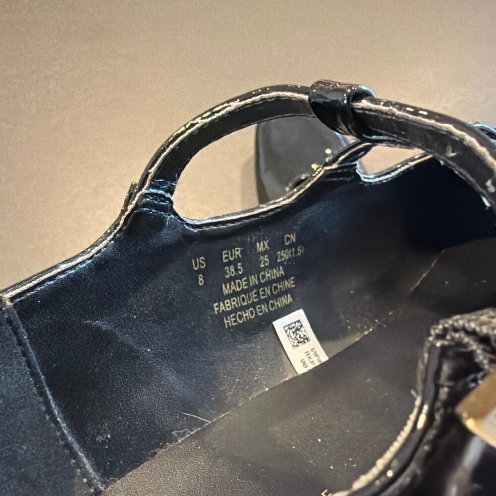 American Eagle Double T-Strap Mary Jane Shoes Women's Size 8 Black Patent - Picture 6 of 6